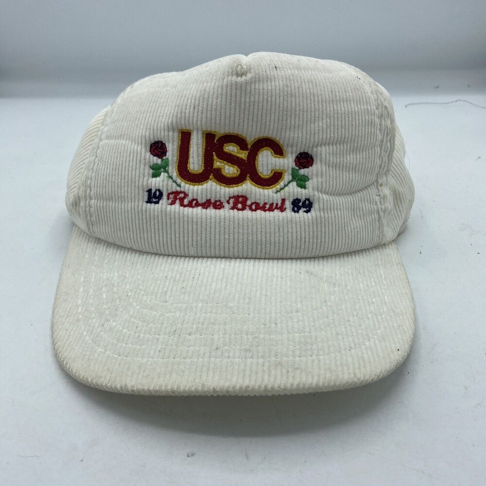 VTG 1989 75th Rose Bowl USC Trojans Michigan Wolverines Corduroy Snapback Hat - Picture 1 of 4